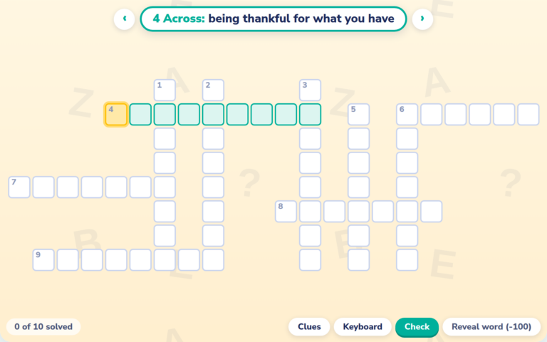 Character Traits Crossword