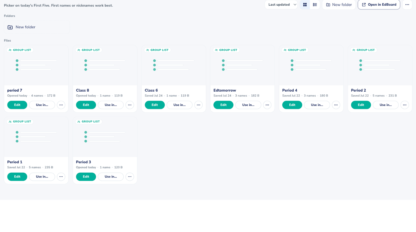 The My Group Lists section in EdCloud with Edit and Use in buttons on every list