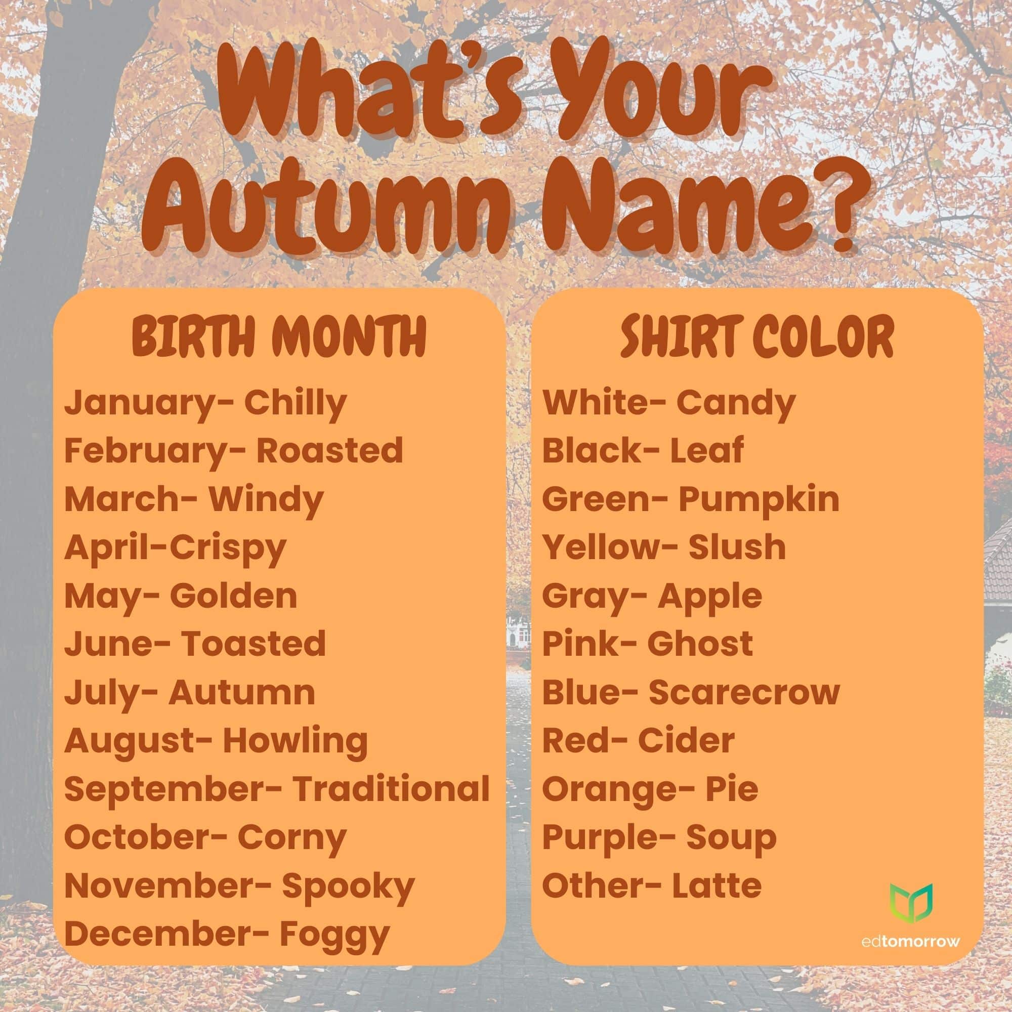 Find Your Autumn Name