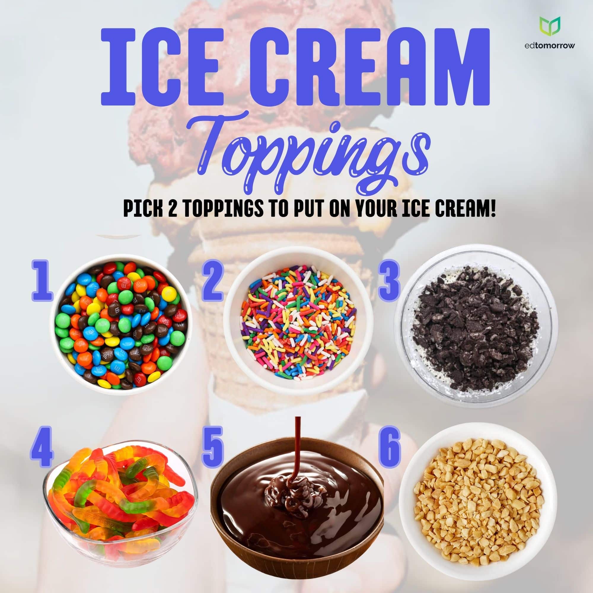 Choose Your Ice Cream Toppings - First Five PLUS