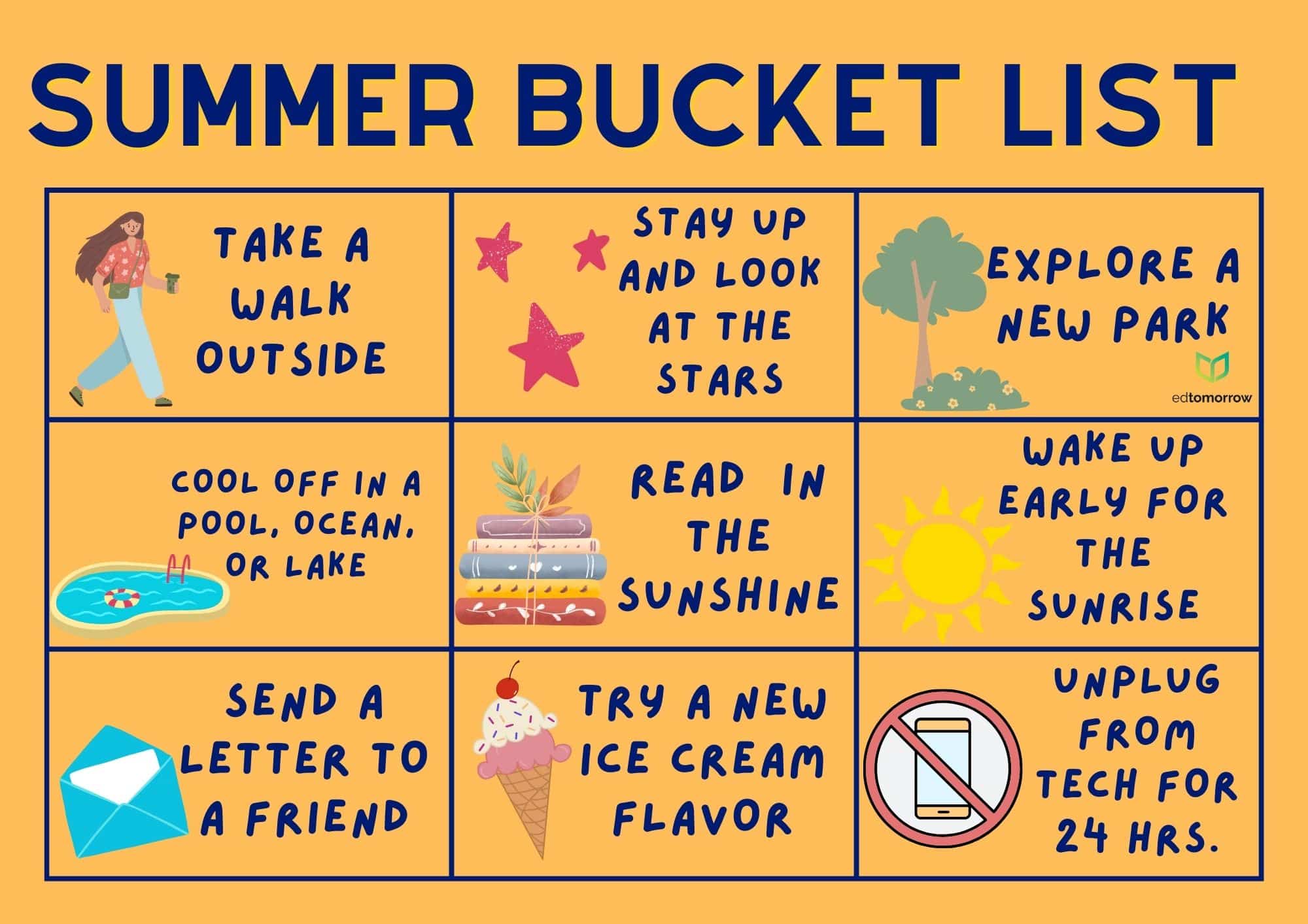 Summer Bucket List Bingo