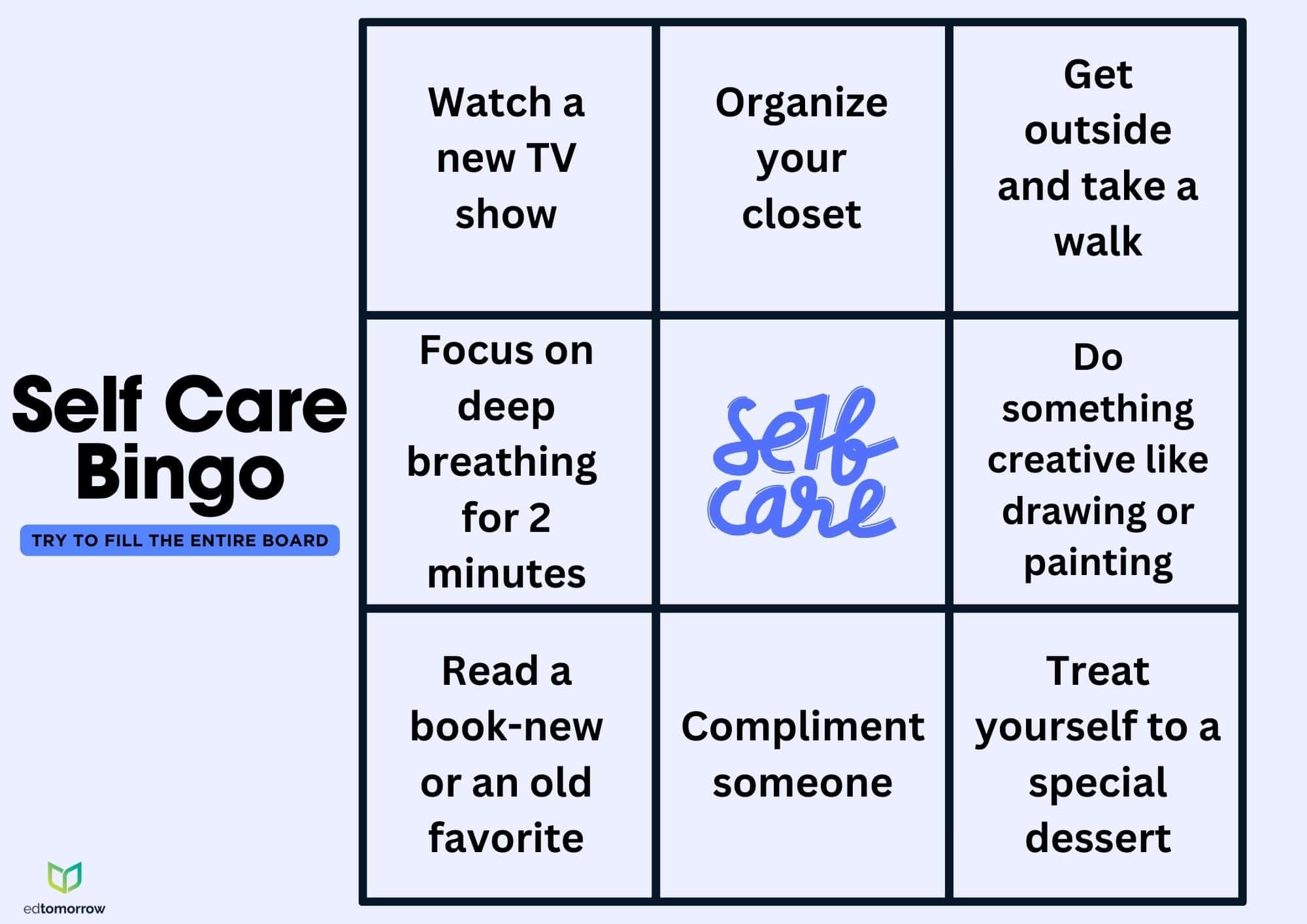 Self Care Bingo