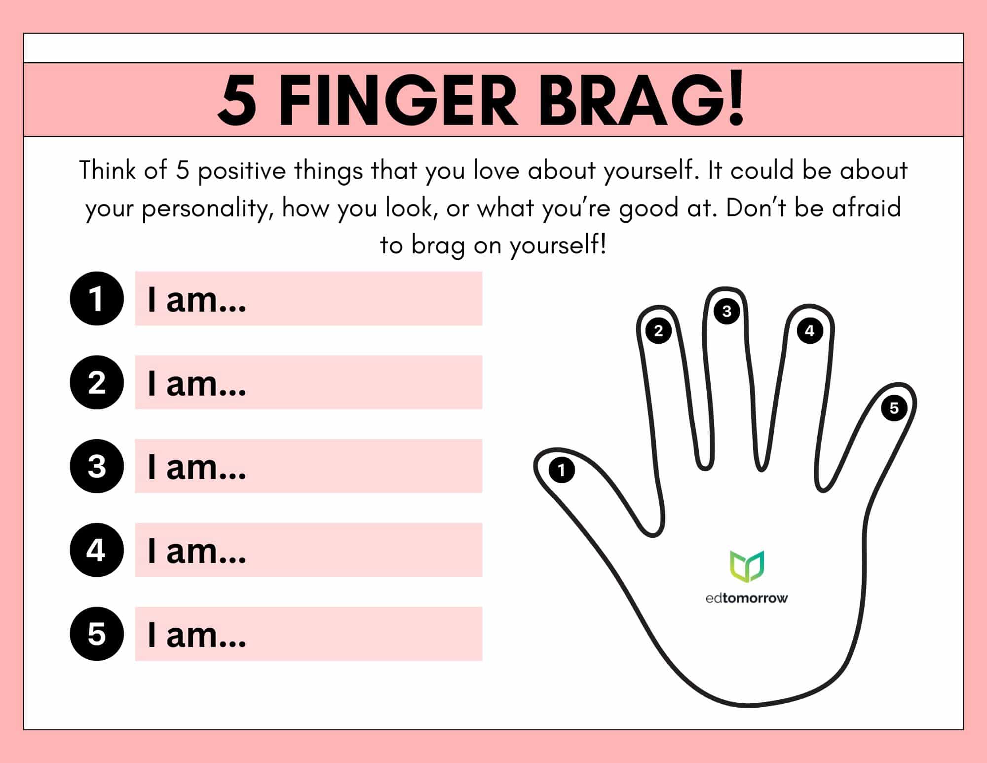 Five Finger Brag Activity