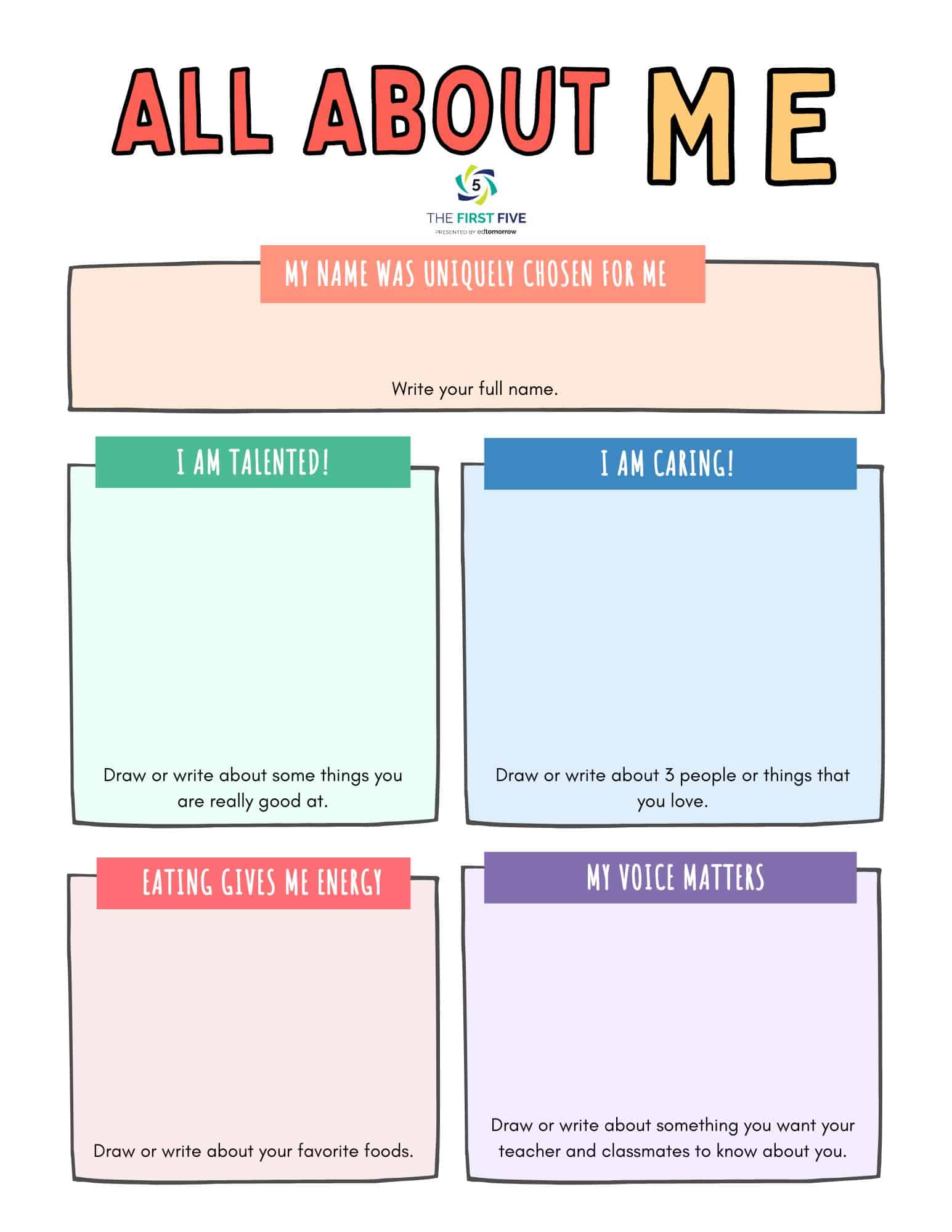 All About Me Self Reflection