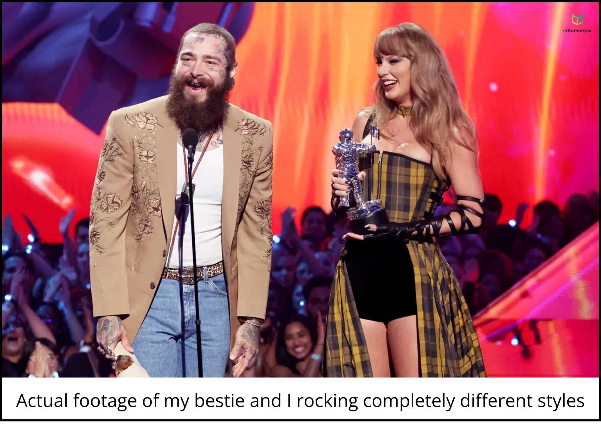 Post Malone and Taylor Swift Rocking Different Styles