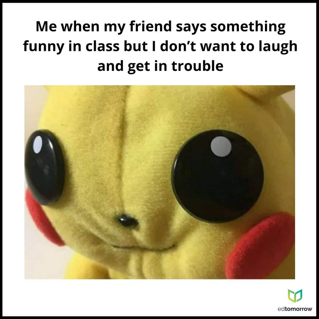Pikachu Holding in a Laugh in Class