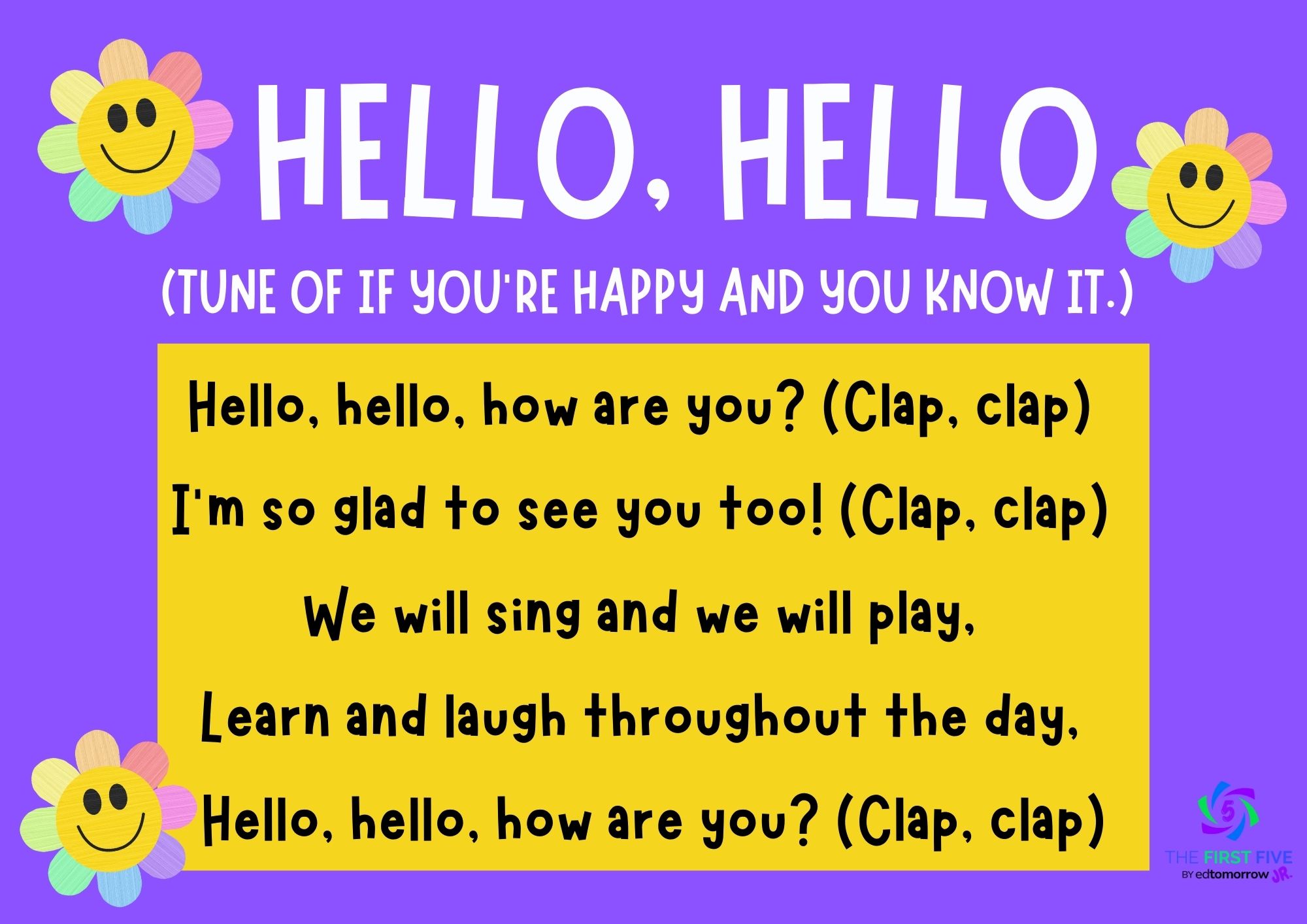 Hello Hello Go Hello Hello Song - First Five PLUS