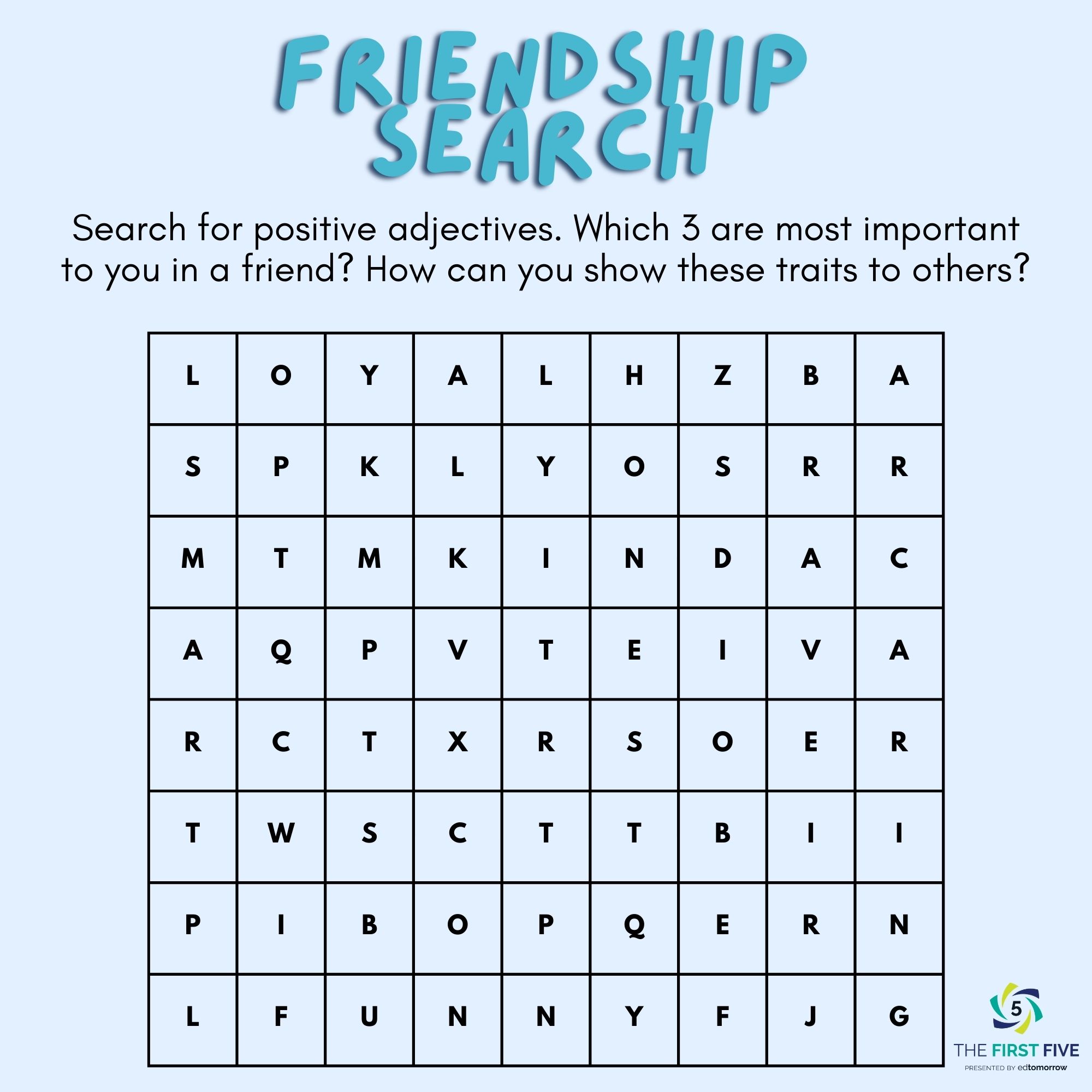 Friendship Word Search