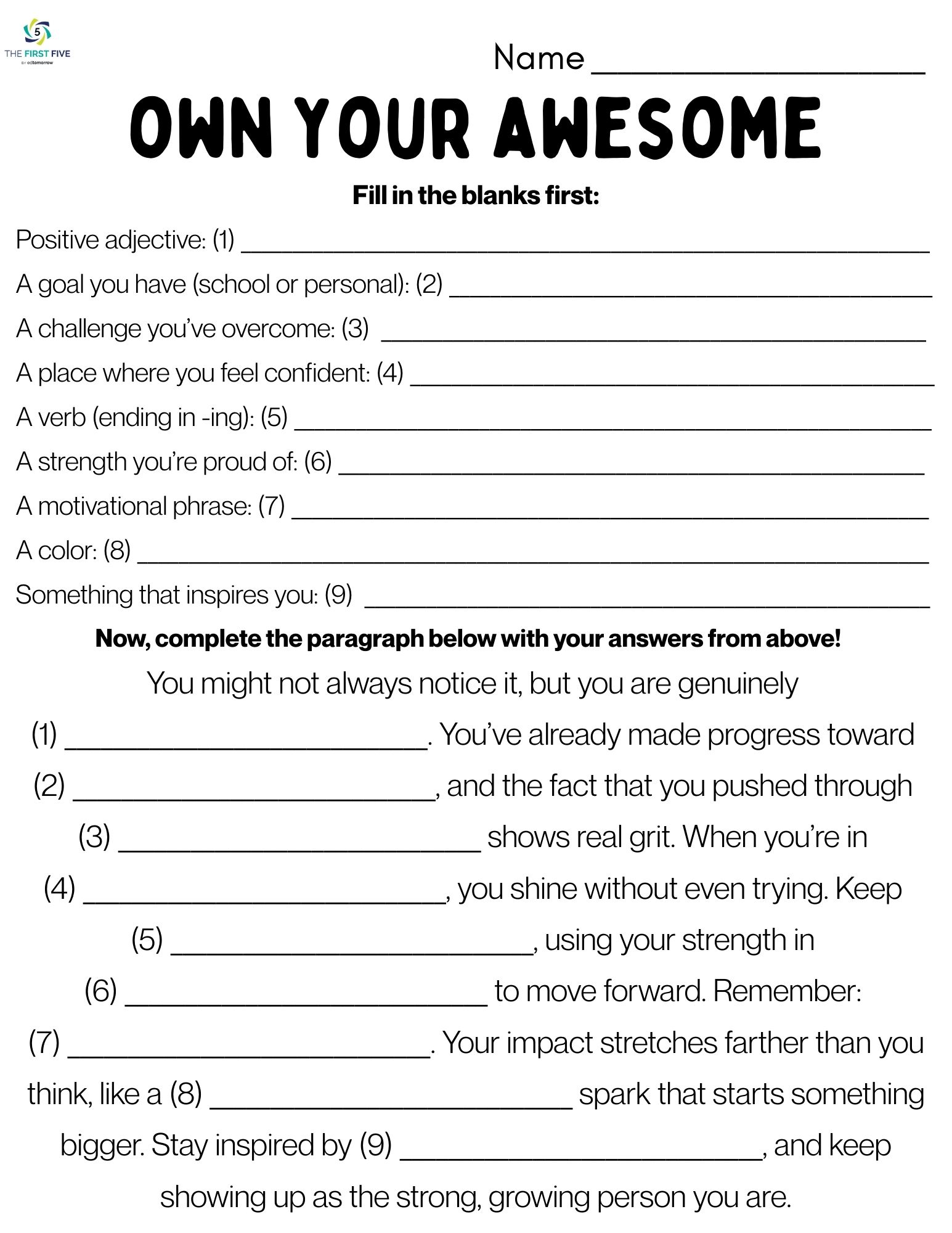 Own Your Awesome Mad Lib