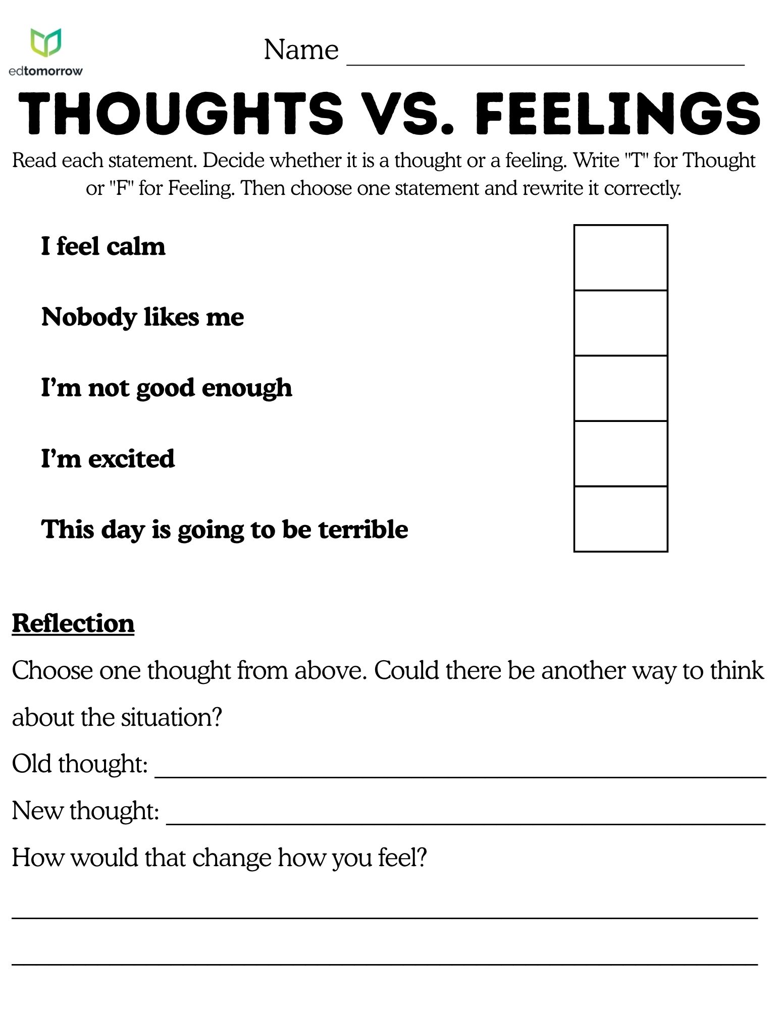 Thoughts vs. Feelings