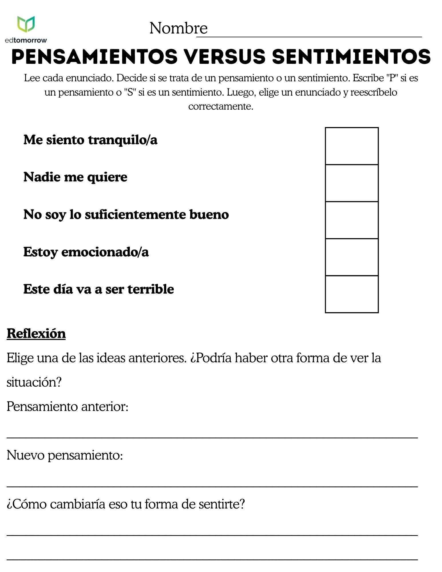 Pensamientos vs. Sentimientos