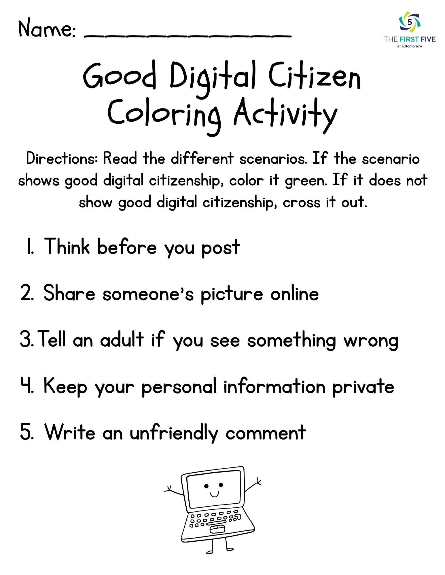 Good Digital Citizen Coloring